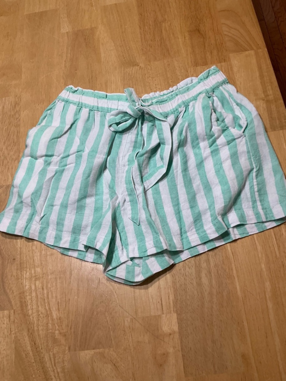 Stoney Clover Lane Mint and White Striped Drawstring Shorts